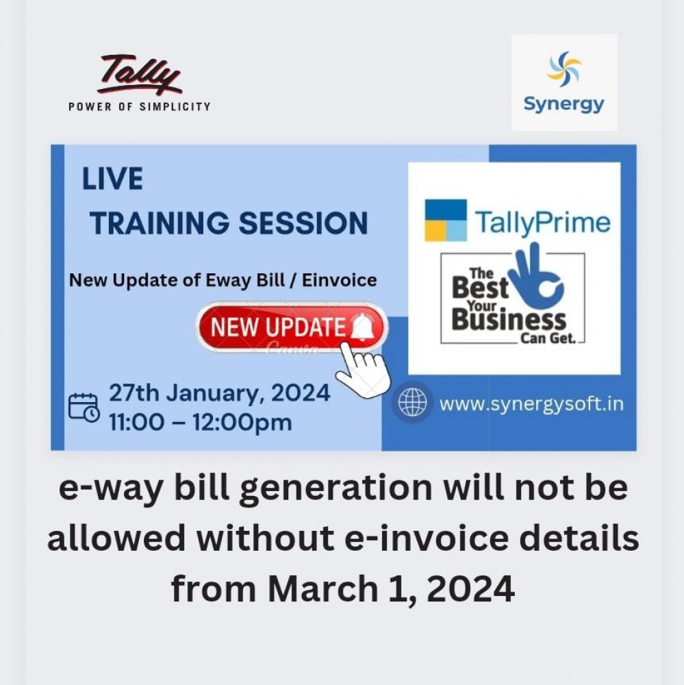 27th January 24 @ New Update of E-way Bill & E-invoice